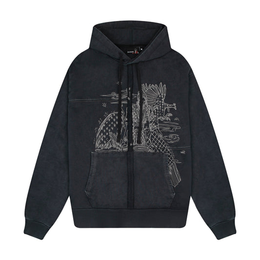 "sashiko" Hoodie anthracite