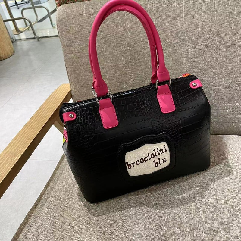 Chrome Heart Leather Bag Embroidered Cartoon Shoulder Bag Crossbody Bag