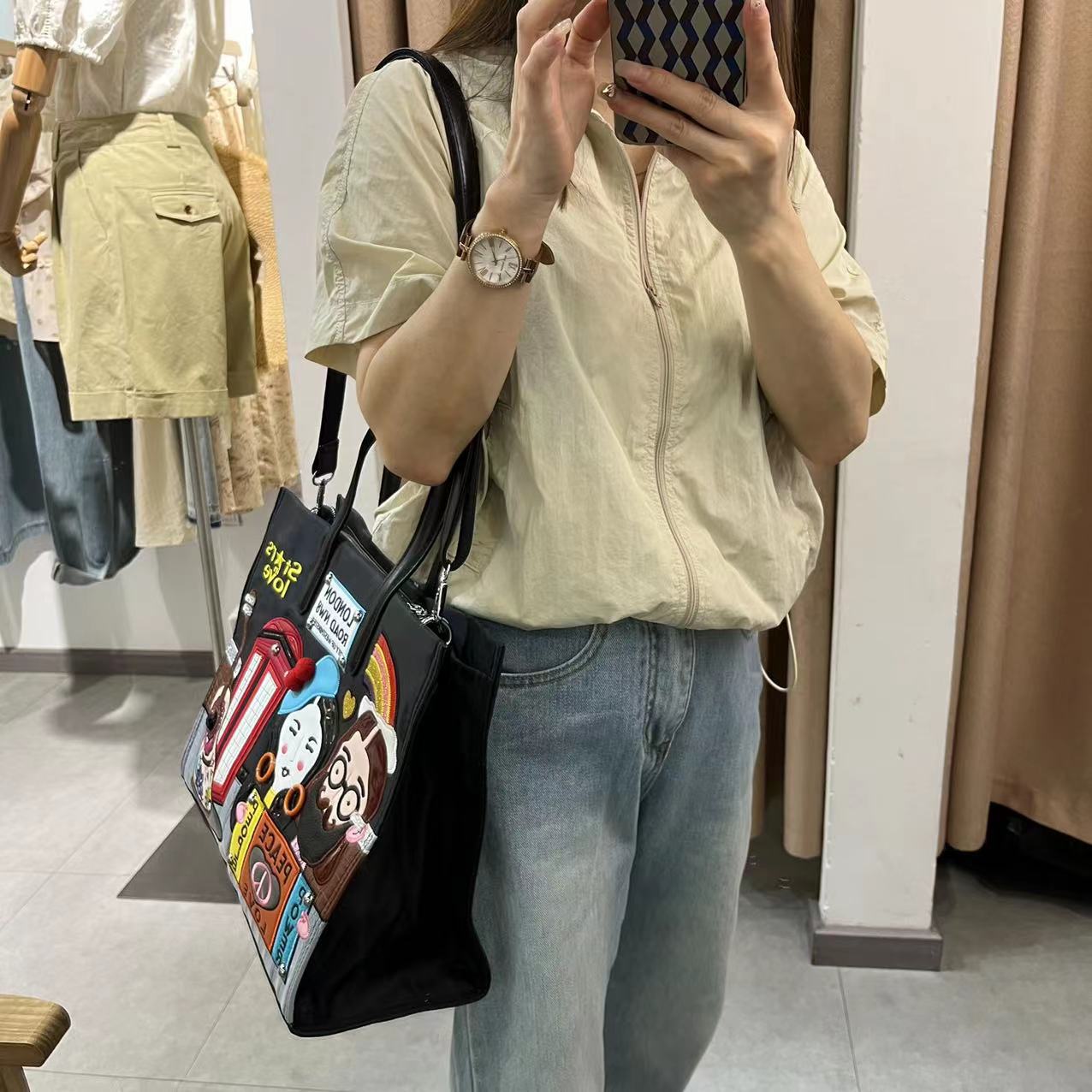 Chrome Heart Leather Bag Embroidery Embroidery Bag Crossbody Tote Bag