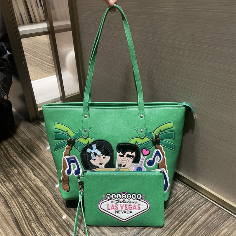 Chrome Heart Leather Bag Embroidered Shoulder Bag Tote Bag